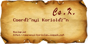 Cserényi Koriolán névjegykártya